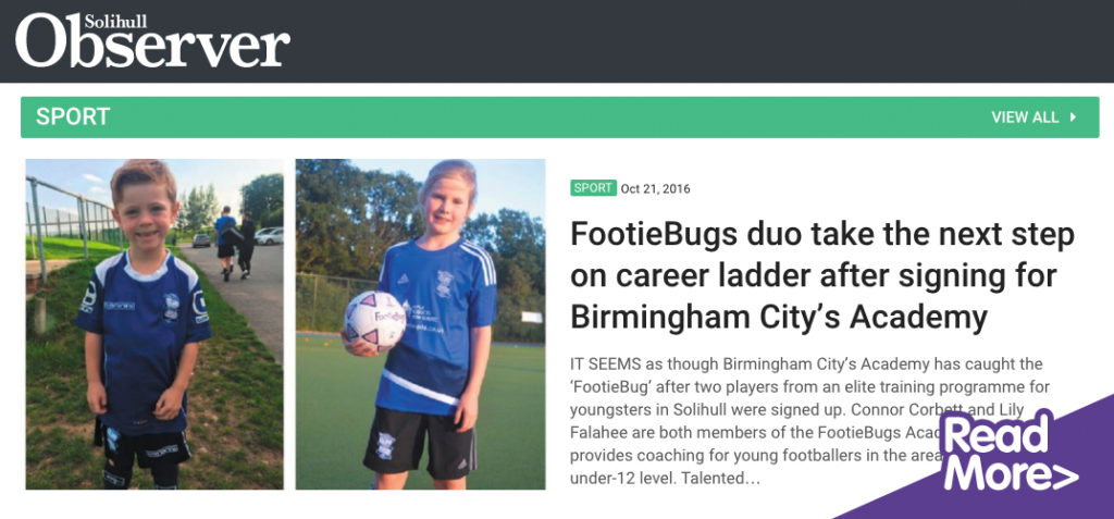 solihull observer- footiebugs feature